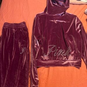 PINK Victoria's Secret Velvet Jogger Set in Purple